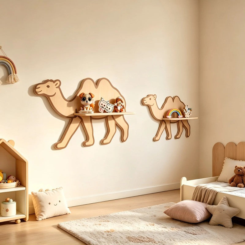 Set of 2 Wall-Mounted Shelves - Camel Silhouette