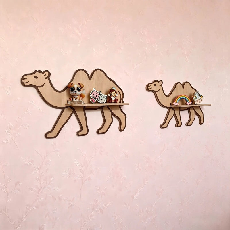 Set of 2 Wall-Mounted Shelves - Camel Silhouette