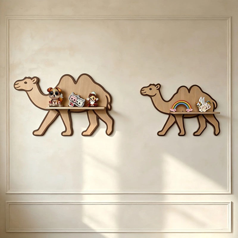 Set of 2 Wall-Mounted Shelves - Camel Silhouette