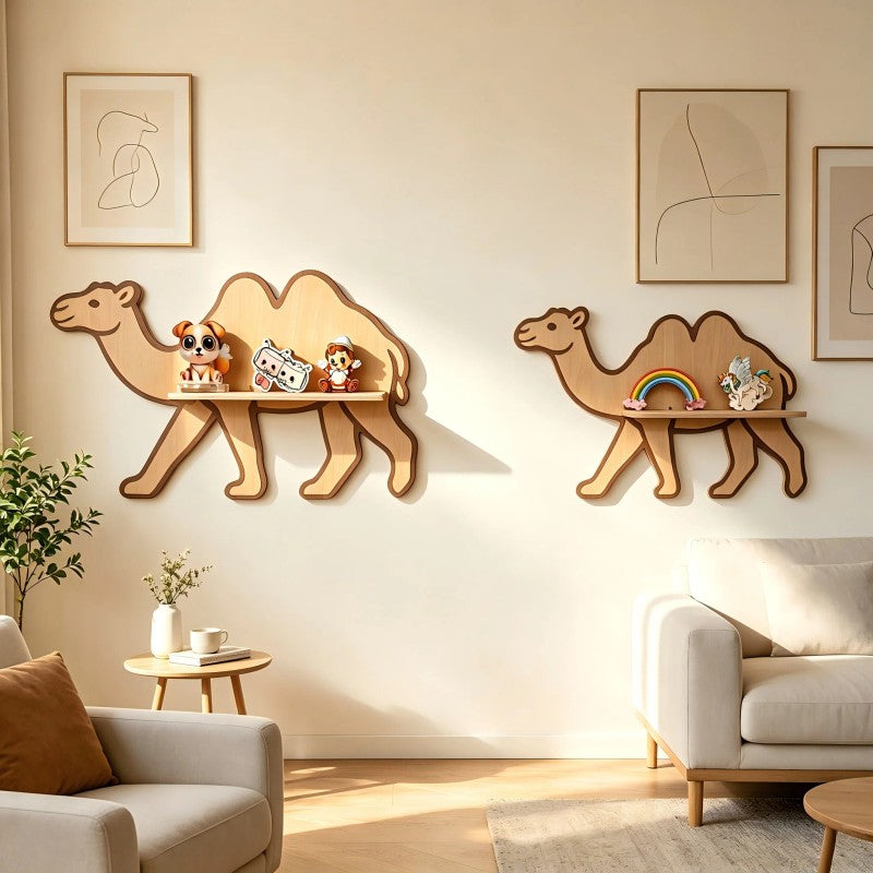 Set of 2 Wall-Mounted Shelves - Camel Silhouette
