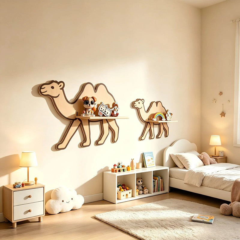 Set of 2 Wall-Mounted Shelves - Camel Silhouette