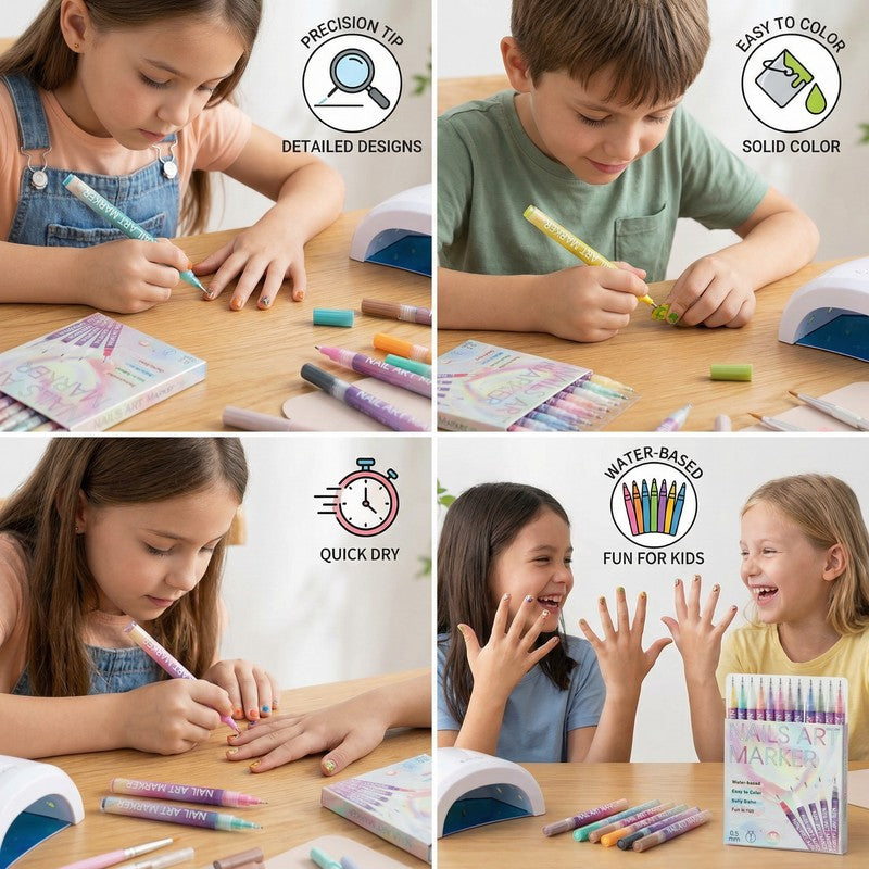 Set of Nail Art Marker Pens - Fine Tip