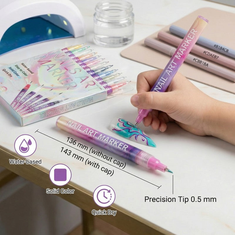 Set of Nail Art Marker Pens - Fine Tip