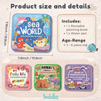 Set of Reusable Water Coloring Books - 4 Themes with Refillable Pens