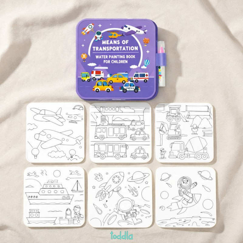Set of Reusable Water Coloring Books - 4 Themes with Refillable Pens
