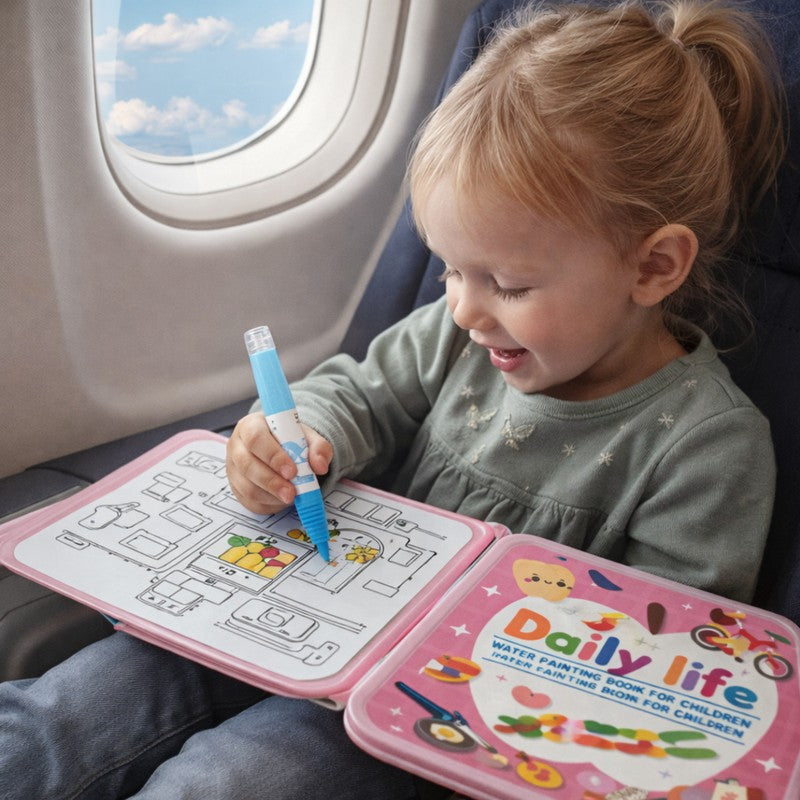 Set of Reusable Water Coloring Books - 4 Themes with Refillable Pens