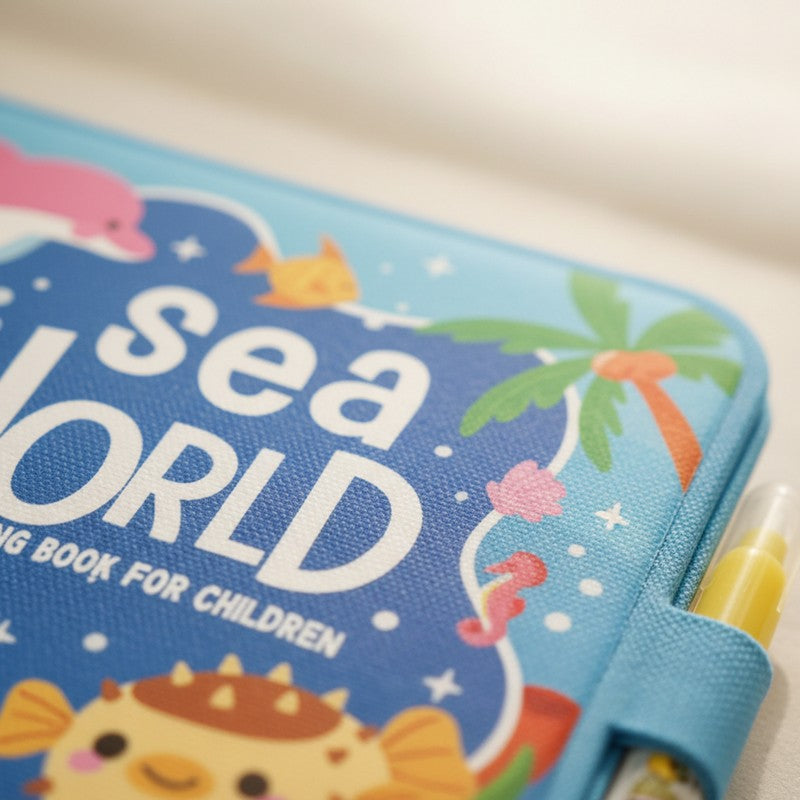 Set of Reusable Water Coloring Books - 4 Themes with Refillable Pens
