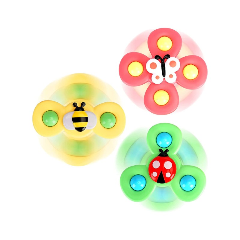 Set of Sensory Spinner Toys with Suction Cups - 3-Piece Set