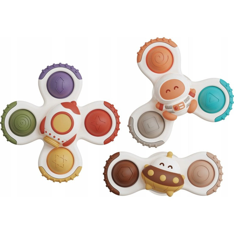 Set of Sensory Spinner Toys with Suction Cups - 3-Piece Set