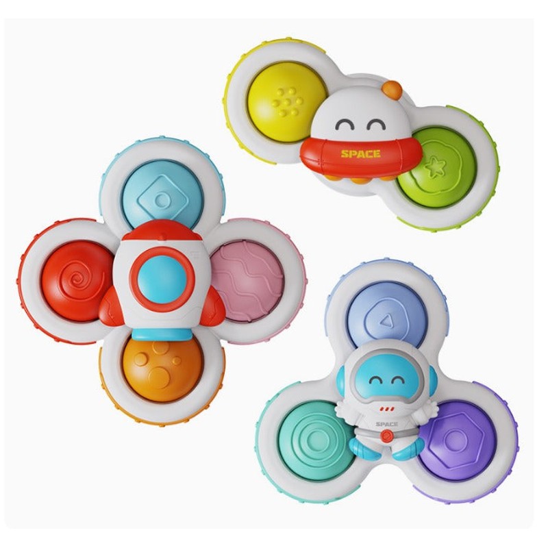 Set of Sensory Spinner Toys with Suction Cups - 3-Piece Set
