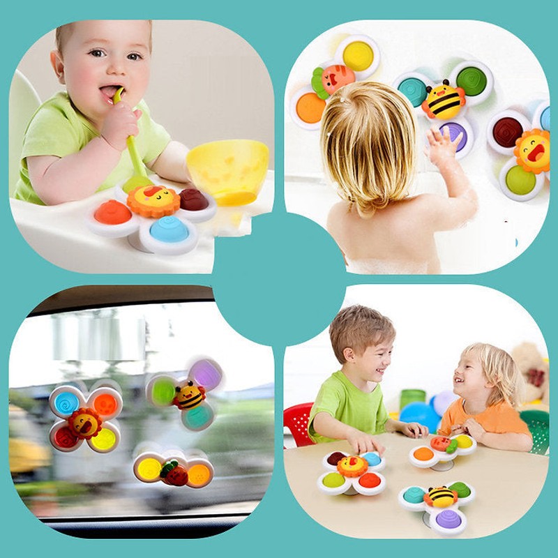 Set of Sensory Spinner Toys with Suction Cups - 3-Piece Set