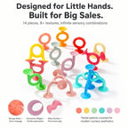 Set of Silicone Teething and Sensory Toys - Suction Cup Bases