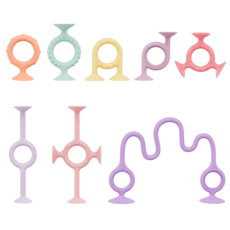 Set of Silicone Teething and Sensory Toys - Suction Cup Bases