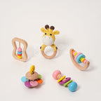 Set of Wooden Rattles - Montessori Baby Toy Kit