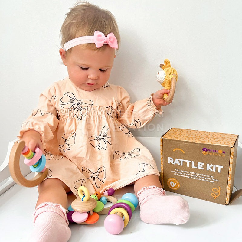Set of Wooden Rattles - Montessori Baby Toy Kit