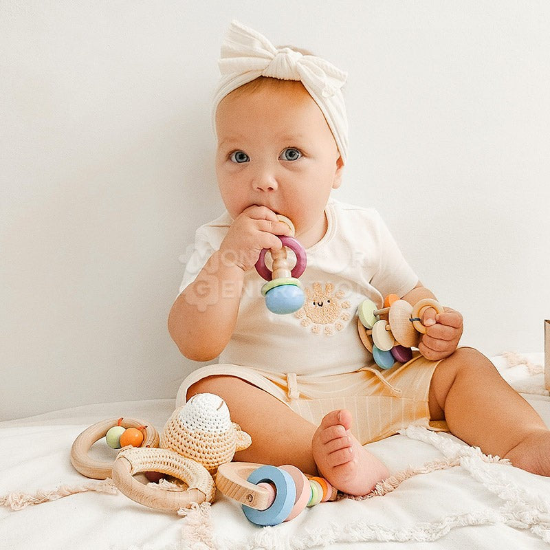 Set of Wooden Rattles - Montessori Baby Toy Kit