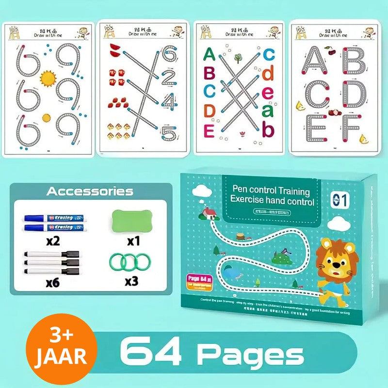 Set - Reusable Children's Writing Practice Workbook with Erasable Markers