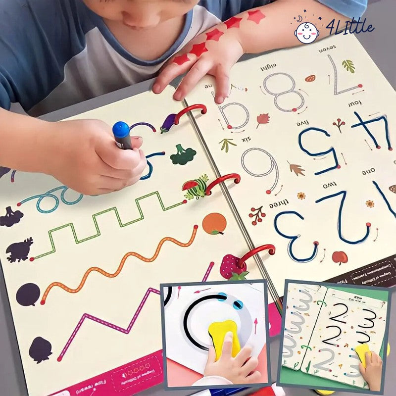 Set - Reusable Children's Writing Practice Workbook with Erasable Markers