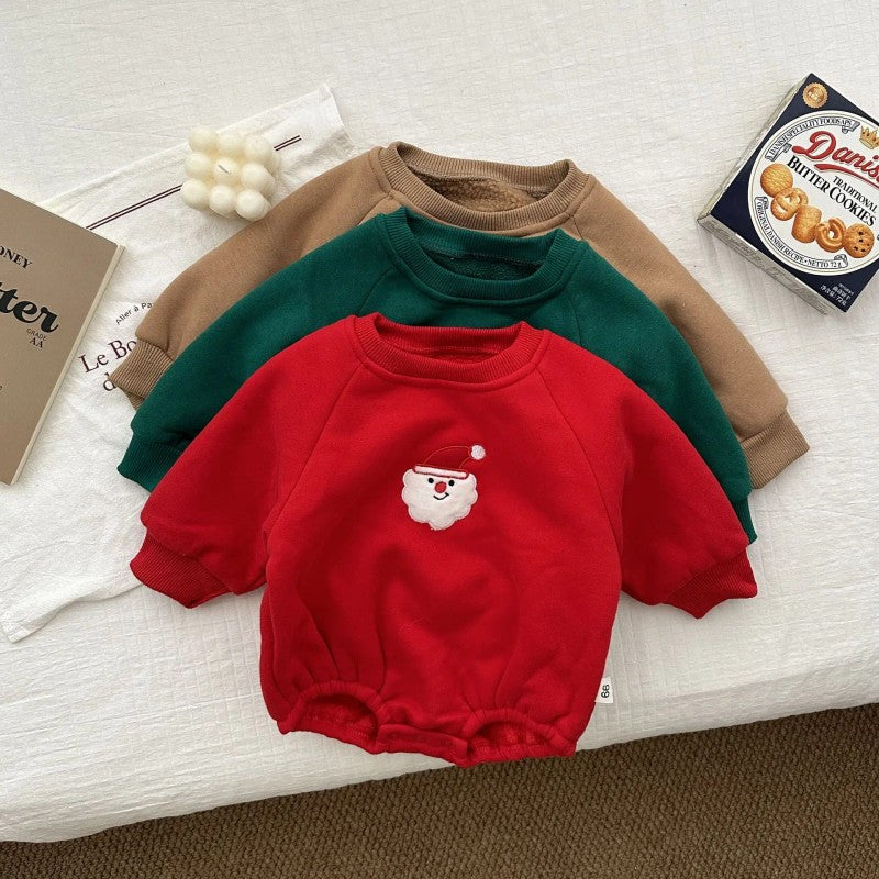 Set with Hooded Romper and Christmas Embroidered Print