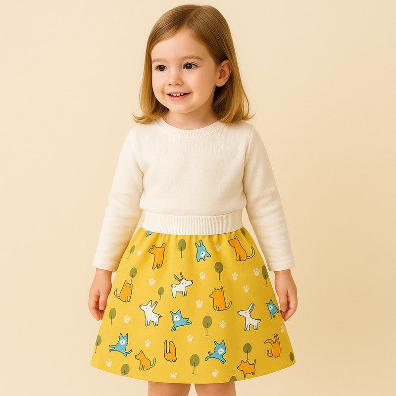 Skirt for Girls - Elastic Waistband with Printed Patterns
