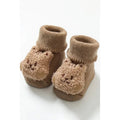 Slipper Socks with Bear Face Appliqué