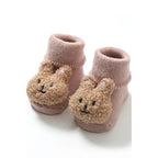 Slipper Socks with Bear Face Appliqué