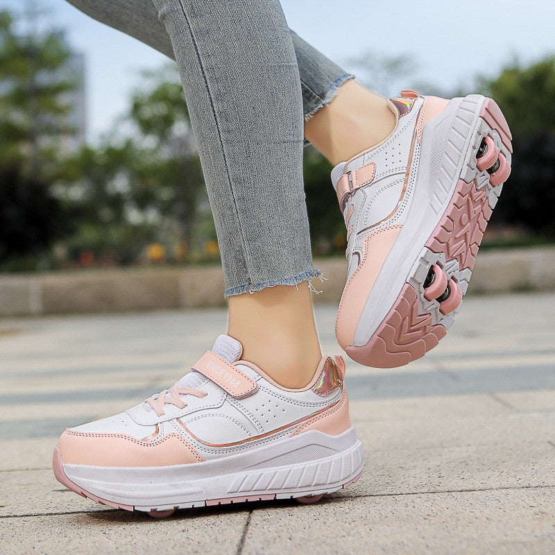 Sneakers with Built-In Wheels - -Up and Velcro Strap