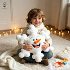 Snowman Plush Pillow - Snowflake Shape with 3D Face