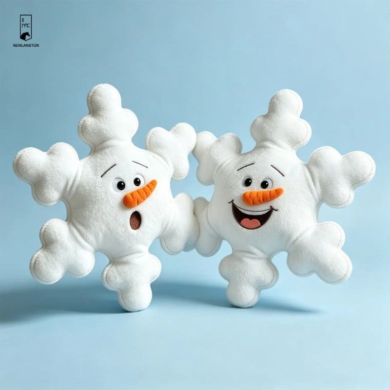 Snowman Plush Pillow - Snowflake Shape with 3D Face