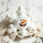 Snowman Plush Pillow - Snowflake Shape with 3D Face