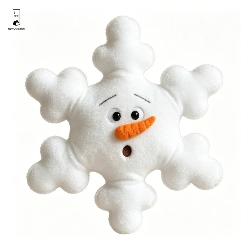 Snowman Plush Pillow - Snowflake Shape with 3D Face