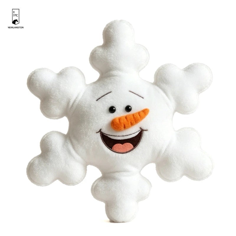Snowman Plush Pillow - Snowflake Shape with 3D Face
