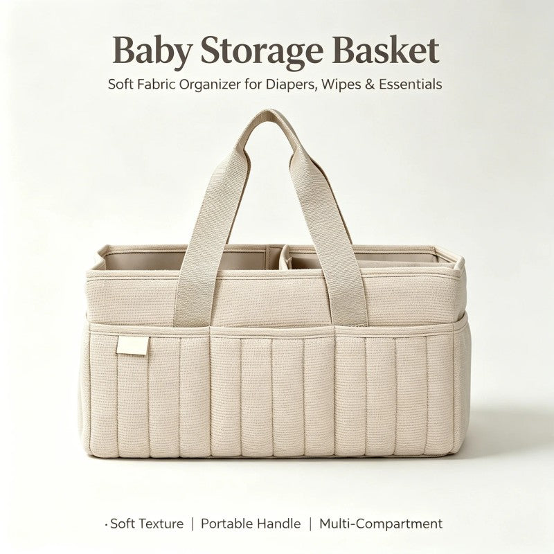 Storage Basket - Open-Top Quilted with Side Pockets