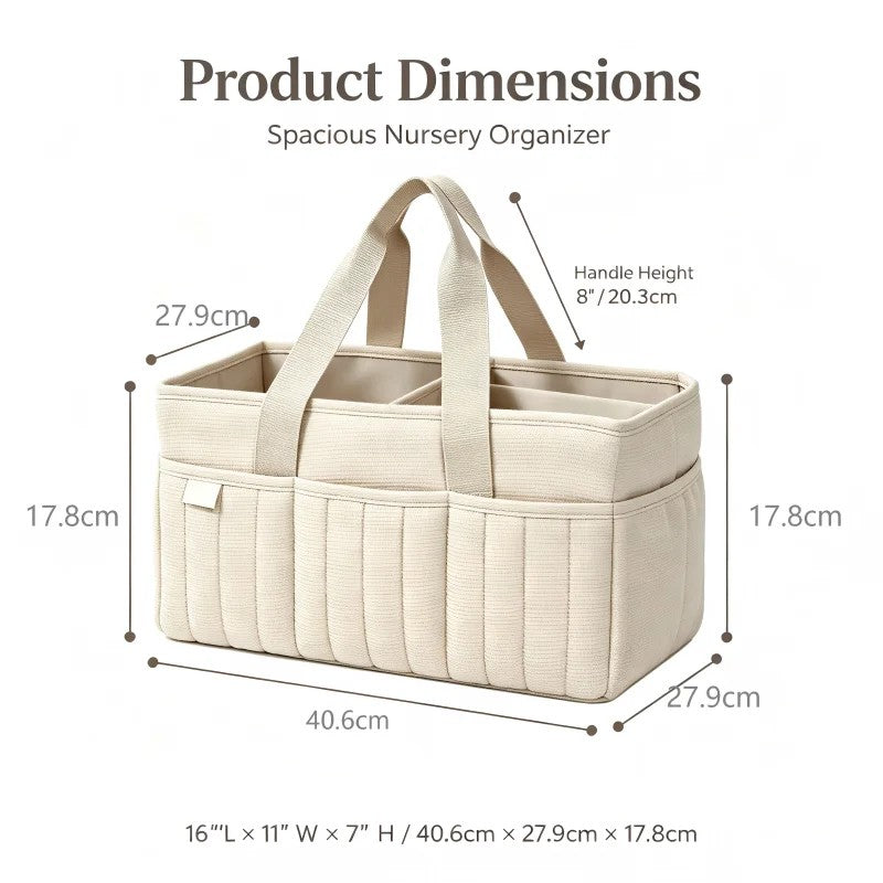 Storage Basket - Open-Top Quilted with Side Pockets