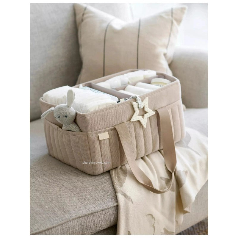 Storage Basket - Open-Top Quilted with Side Pockets