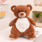 Stuffed Plush Animal Toy - Embroidered Face with Quilted Front Pocket