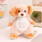 Stuffed Plush Animal Toy - Embroidered Face with Quilted Front Pocket