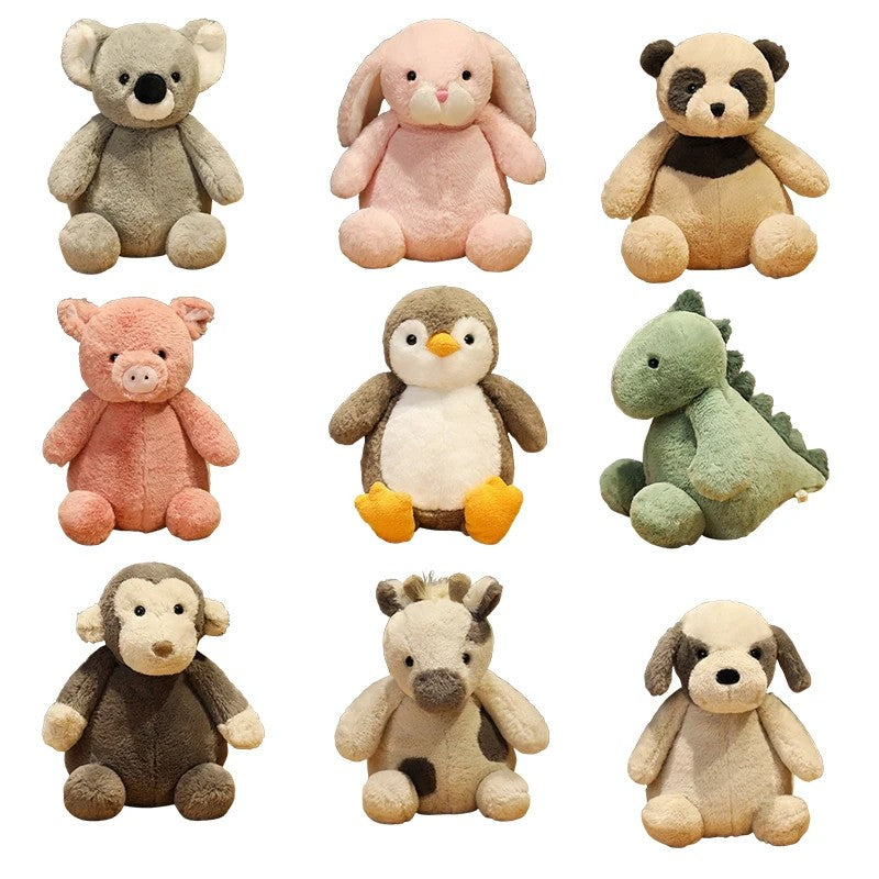 Stuffed Plush Animal Toy - Sitting Pose with Embroidered Details