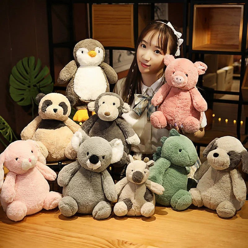 Stuffed Plush Animal Toy - Sitting Pose with Embroidered Details