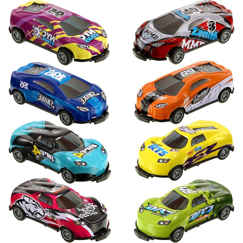 Stunt Toy Car Set - Pull-Back Catapult Launch Mechanism