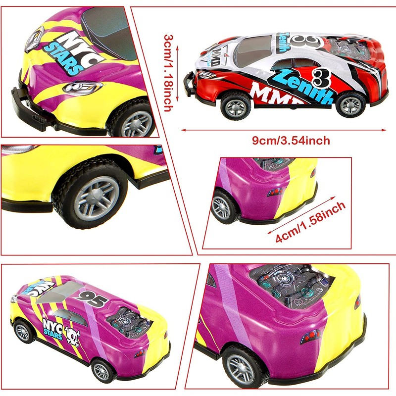 Stunt Toy Car Set - Pull-Back Catapult Launch Mechanism