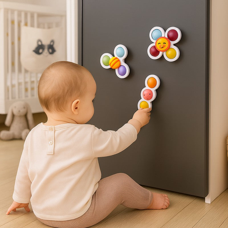 Suction-Cup Spinner Toy Set for Babies and Toddlers - 3-Pack