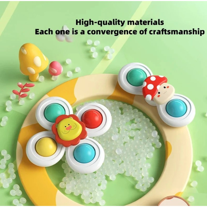 Suction-Cup Spinner Toy Set for Babies and Toddlers - 3-Pack