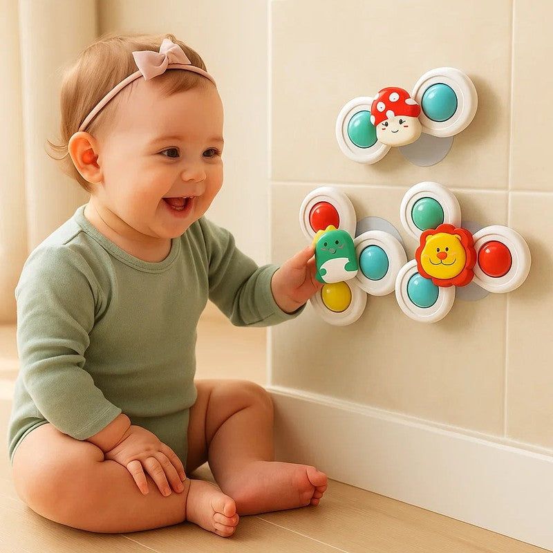 Suction Cup Spinning Toy Set - 3 Characters