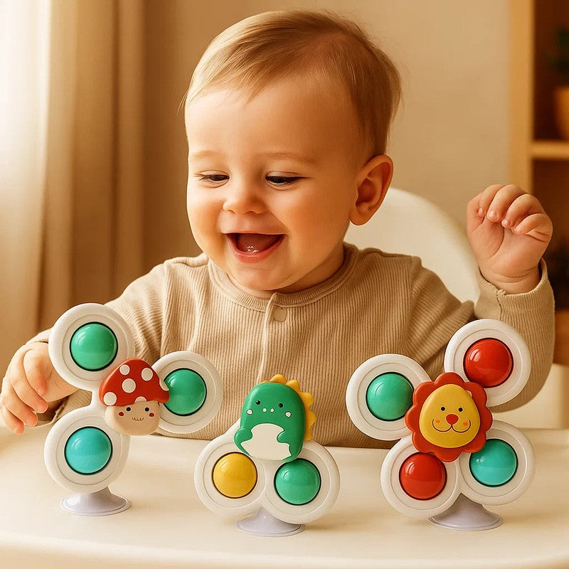 Suction Cup Spinning Toy Set - 3 Characters