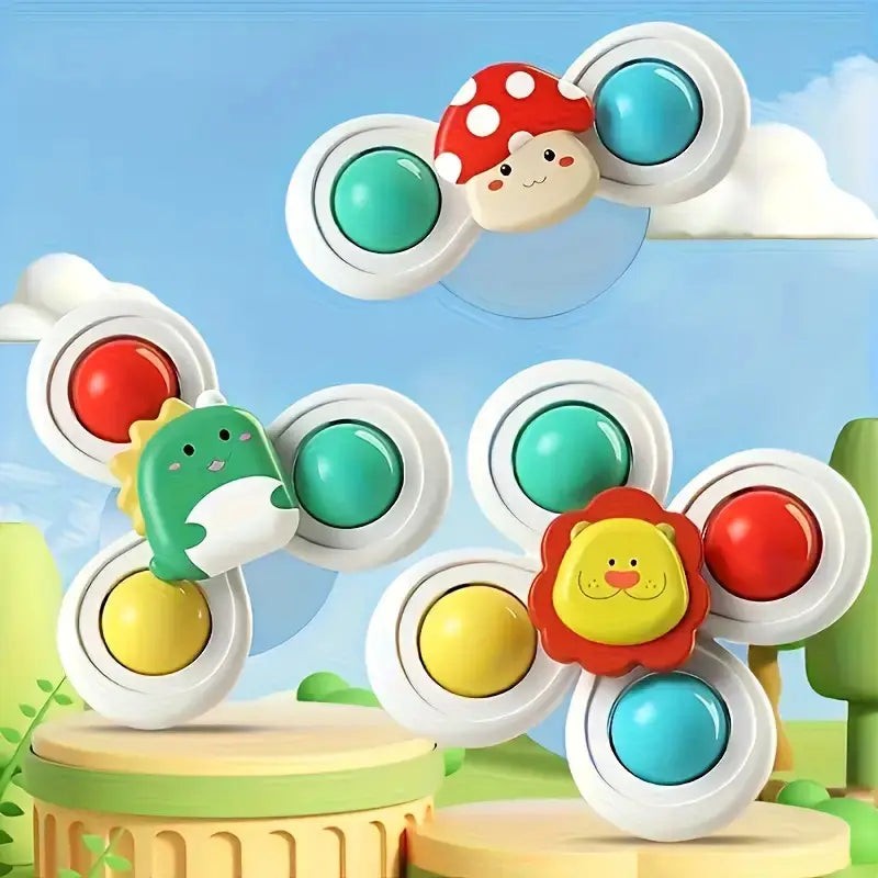 Suction Cup Spinning Toy Set - 3 Characters