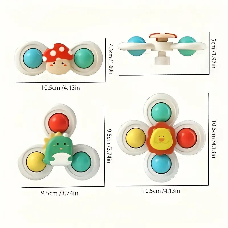 Suction Cup Spinning Toy Set - 3 Characters
