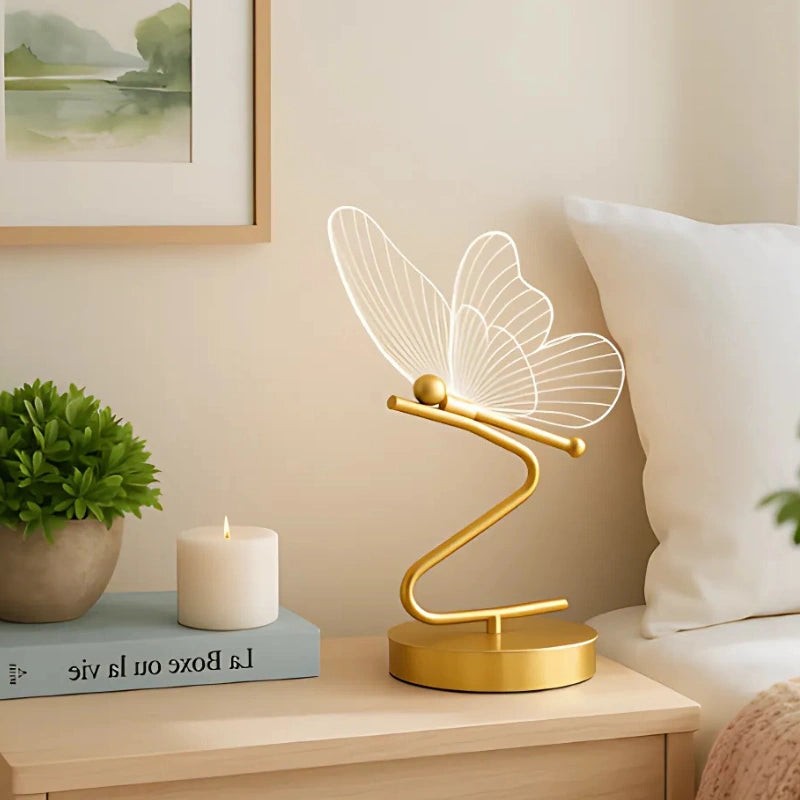Table Lamp - Butterfly Wing with Brass Frame