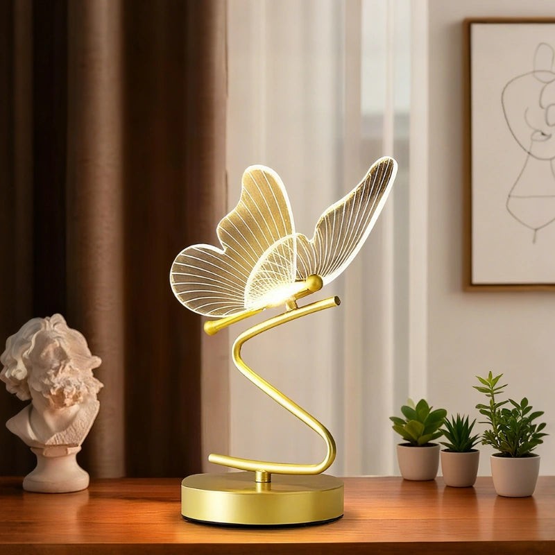 Table Lamp - Butterfly Wing with Brass Frame
