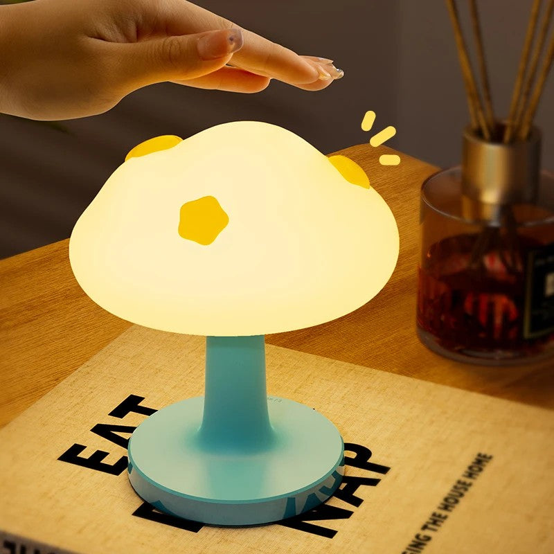 Table Lamp - Cloud-Shaped Silicone Shade with Decorative Figurines